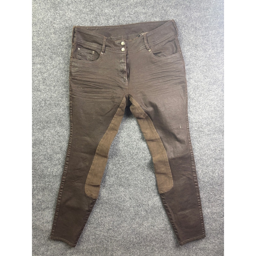 Goode Rider Equestrian Breeches Women 30L Brown Coated Knee Patch Riding Pants